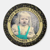 Uw foto 75e verjaardag patroon | Zwart/Goud Magneet (Voorkant)