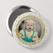 Uw foto 75th Birthday Number Pattern Gold/White Ronde Button 4,0 Cm (Voorkant /achterkant)