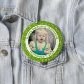 Uw foto 75th Birthday Number Pattern | Groen Ronde Button 4,0 Cm (In situ)