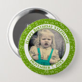 Uw foto 75th Birthday Number Pattern | Groen Ronde Button 4,0 Cm (Voorkant /achterkant)