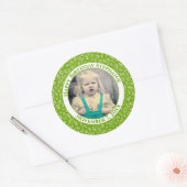 Uw foto 80e willekeurig nummerpatroon| Groen/wit Ronde Sticker (Envelop)