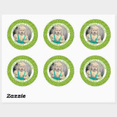 Uw foto 80e willekeurig nummerpatroon| Groen/wit Ronde Sticker (Vel)