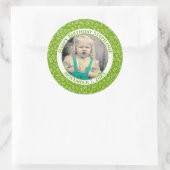 Uw foto 80e willekeurig nummerpatroon| Groen/wit Ronde Sticker (Tas)