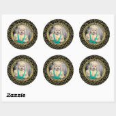 Uw foto 80e willekeurig nummerpatroon| Zwart/Goud Ronde Sticker (Vel)