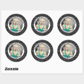 Uw foto 80e willekeurig nummerpatroon| Zwart/Wit Ronde Sticker (Vel)