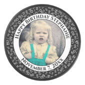 Uw foto 80e willekeurige nummerpatroon zwart/wit hockey puck (Voorkant)