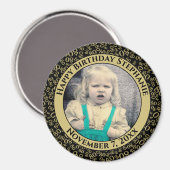 Uw foto 80th Birthday Number Pattern Black/Gold Magneet (Voorkant / Achterkant)