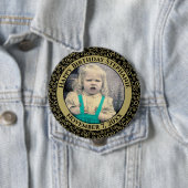 Uw foto 80th Birthday Number Pattern Black/Gold Ronde Button 4,0 Cm (In situ)