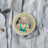 Uw foto 80th Birthday Number Pattern Gold/White Ronde Button 4,0 Cm (In situ)
