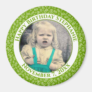 Uw foto 80th Birthday Number Pattern Groen Magneet