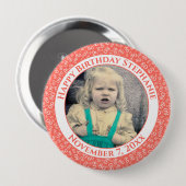 Uw foto 80th Birthday Number Pattern | Koraal Ronde Button 4,0 Cm (Voorkant /achterkant)