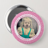 Uw foto 80th Birthday Number Pattern | Roze Ronde Button 4,0 Cm (Voorkant /achterkant)