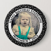 Uw foto 80th Birthday Number Pattern | Zwart Ronde Button 4,0 Cm (Voorkant)