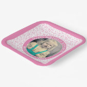 Uw foto 85 Willekeurig Getal Patroon Roze/Wit Papieren Bordje (Gebogen)