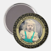 Uw foto 85e verjaardag patroon | Zwart/Goud Magneet (Voorkant / Achterkant)