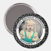 Uw foto 85e verjaardag patroon | Zwart/wit Magneet (Voorkant / Achterkant)