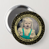 Uw foto 85th Birthday Number Pattern Black/Gold Ronde Button 4,0 Cm (Voorkant /achterkant)