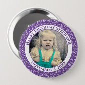 Uw foto 85th Birthday Number Pattern | PAARS Ronde Button 4,0 Cm (Voorkant /achterkant)