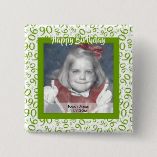Uw foto 90 Willekeurig cijferpatroon Groen/Wit Vierkante Button 5,1 Cm