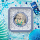 Uw foto 90 Willekeurig Getal Patroon Blauw/Wit Papieren Bordje (Feest)