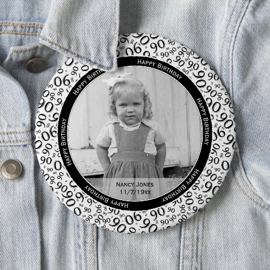 Uw foto: 90th Random Number Pattern Black Ronde Button 6,0 Cm (In situ)