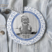 Uw foto: 95e Willekeurige Nummer Patroon Blauw Ronde Button 6,0 Cm (In situ)
