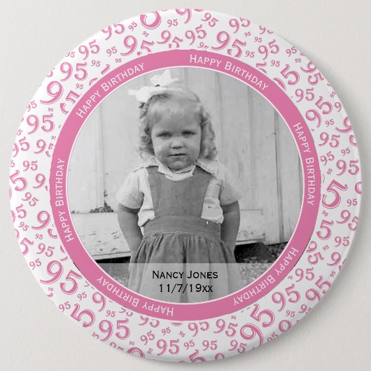 Uw foto: 95th Random Number Pattern roze Ronde Button 6,0 Cm (Voorkant)