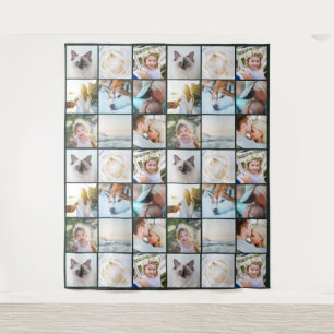 Uw foto aangepaste rastercollage donkergroene wand wandkleed