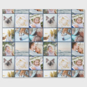 Uw foto aangepaste rastercollage marineblauw cadeaupapier (Vlak)