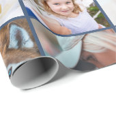 Uw foto aangepaste rastercollage marineblauw cadeaupapier (Rol Hoek)