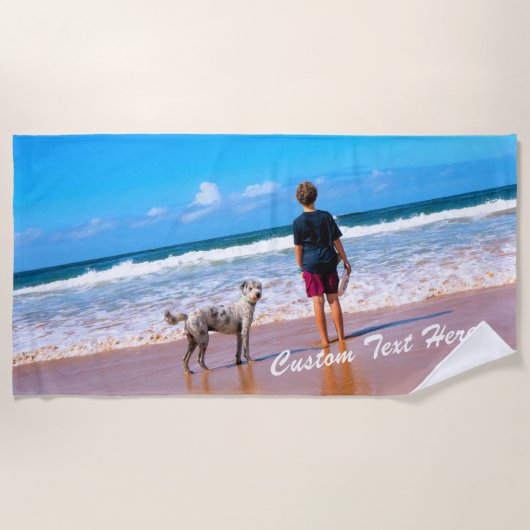 Uw foto aangepaste tekst strandlaken gepersonalise (Voorkant)