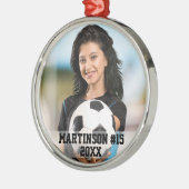 Uw foto Aangepaste Voetbal of Uw Sportrondje Metalen Ornament (Links)