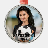 Uw foto Aangepaste Voetbal of Uw Sportrondje Metalen Ornament (Voorkant)