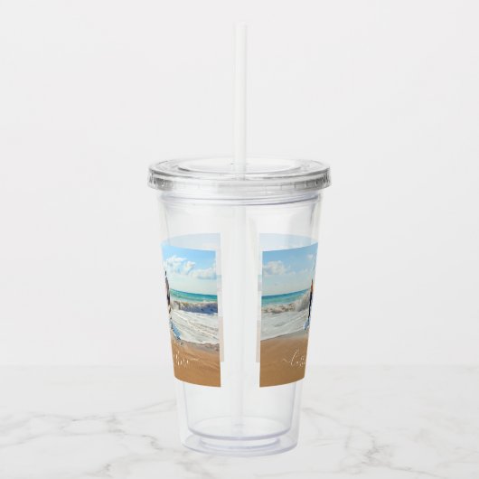 Uw foto Acryl Tumbler met aangepaste tekst Acryl Drinkbeker (Rechts)