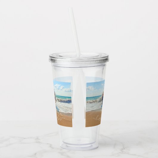 Uw foto Acryl Tumbler met aangepaste tekst Acryl Drinkbeker (Links)