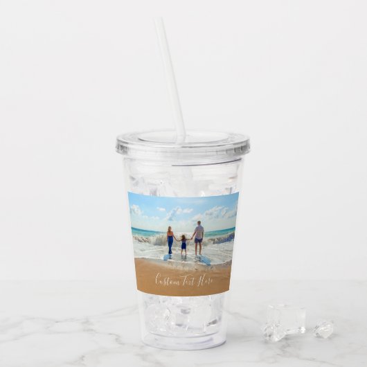Uw foto Acryl Tumbler met aangepaste tekst Acryl Drinkbeker (Voorkant ijs)