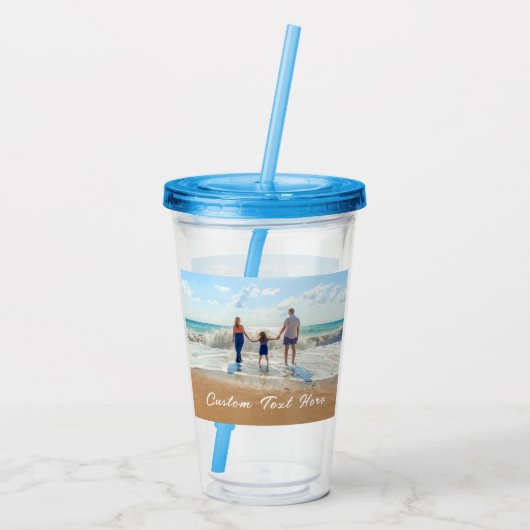 Uw foto Acryl Tumbler met aangepaste tekst Drinkbeker (Achterkant)