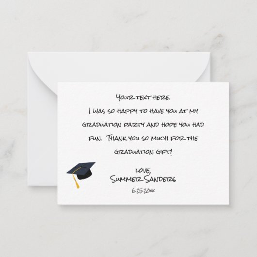 Uw foto-Afstuderen Pet Hartelijk dank - Wit Notitiekaartje (Achterkant)