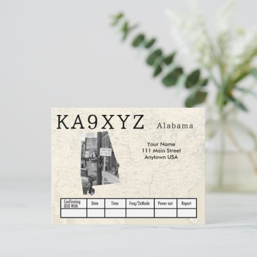 Uw foto Alabama vormde Cutout Custom QSL Briefkaart (Staand voorkant)