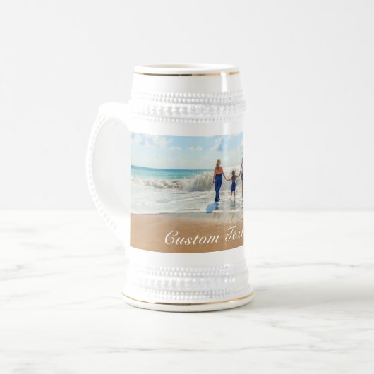 Uw Foto Beer Stein Gift met aangepaste Tekstnaam Bierpul (Voorkant links)