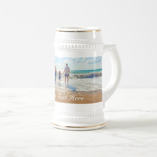 Uw Foto Beer Stein Gift met aangepaste Tekstnaam Bierpul (Voorkant rechts)