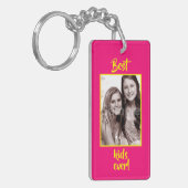 Uw foto Beste Kinder ooit roze en geel Sleutelhanger (Voorkant Links)