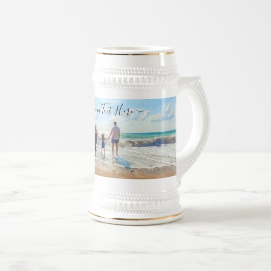 Uw foto Bier Stein met aangepaste tekst Bierpul (Voorkant rechts)