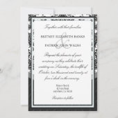 Uw foto Black White Damask Wedding Invitations Kaart (Achterkant)
