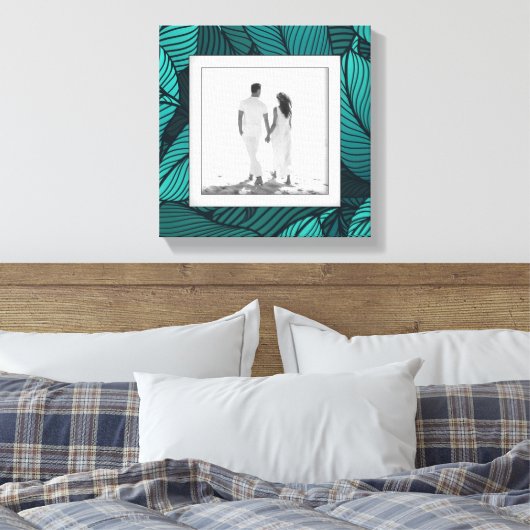 Uw foto Blauwgroen bladeren Canvas Afdruk (Insitu (Slaapkamer))