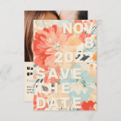 Uw foto bloemrijke vette moderne bewaar de datumka kaart (Voorkant / Achterkant)