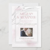 Uw foto Blush roze Waterverf en Willow Branch Kaart (Voorkant)