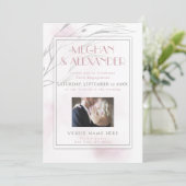 Uw foto Blush roze Waterverf en Willow Branch Kaart (Staand voorkant)