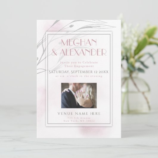 Uw foto Blush roze Waterverf en Willow Branch Kaart (Staand voorkant)