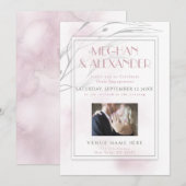 Uw foto Blush roze Waterverf en Willow Branch Kaart (Voorkant / Achterkant)